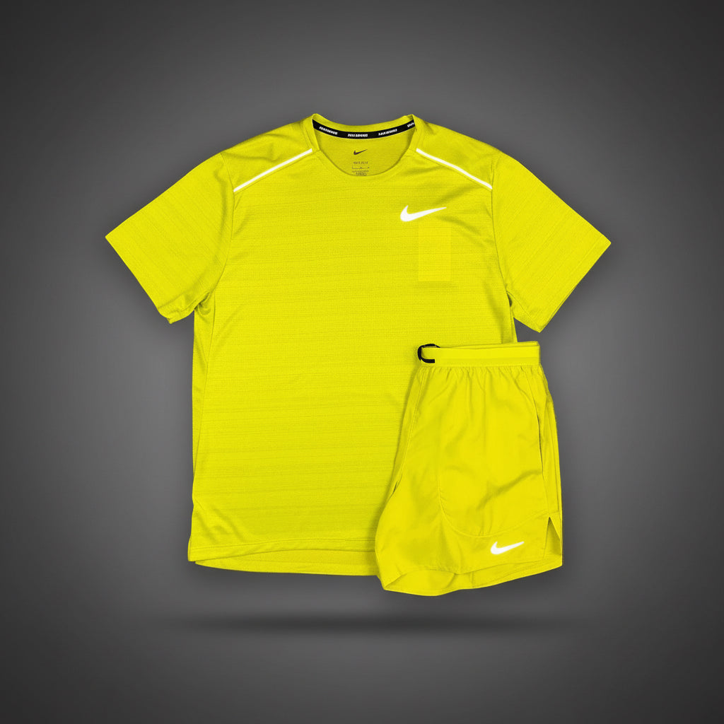 Nike Miler 1.0 Lime Green w/ Lime Green Flex Stride Shorts Set