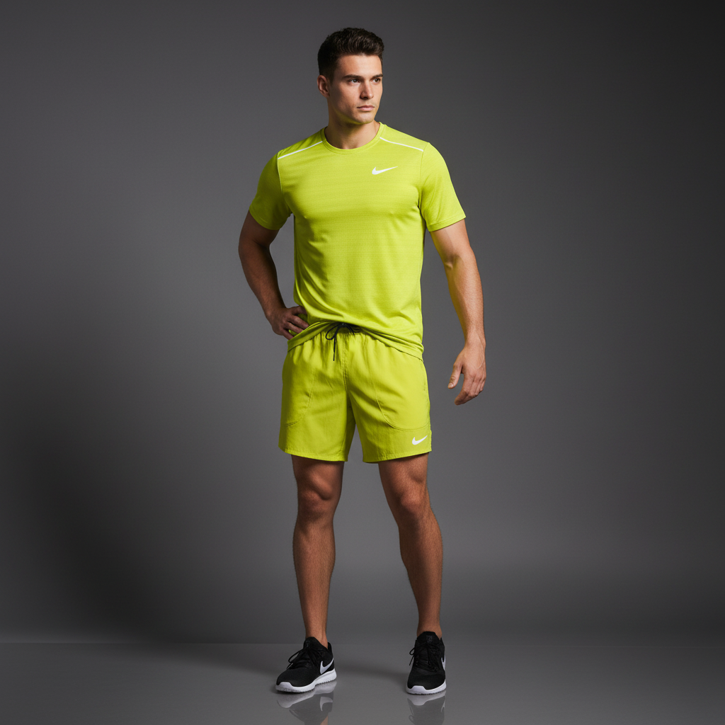 Nike Miler 1.0 Lime Green w/ Lime Green Flex Stride Shorts Set