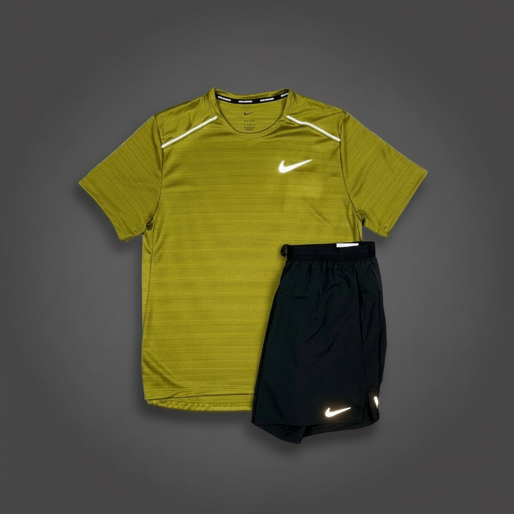 Nike Miler 1.0 Pacific Moss w/ Black Flex Stride Shorts Set