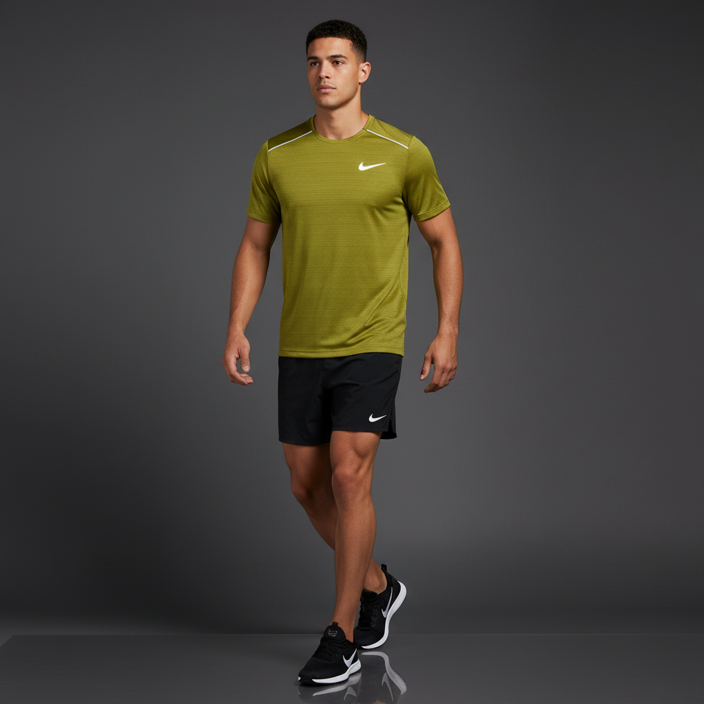 Nike Miler 1.0 Pacific Moss w/ Black Flex Stride Shorts Set