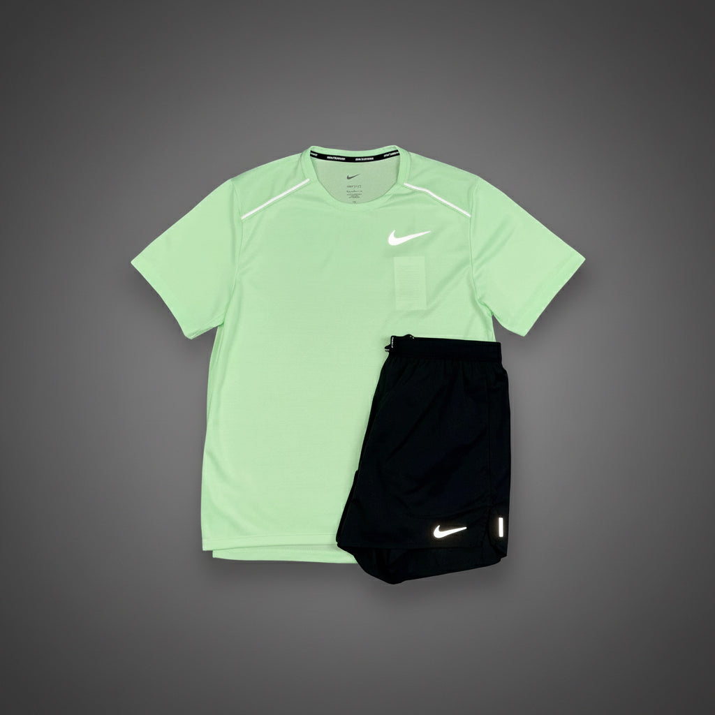 Nike Miler 1.0 Vapour Green w/ Black Flex Stride Shorts Set