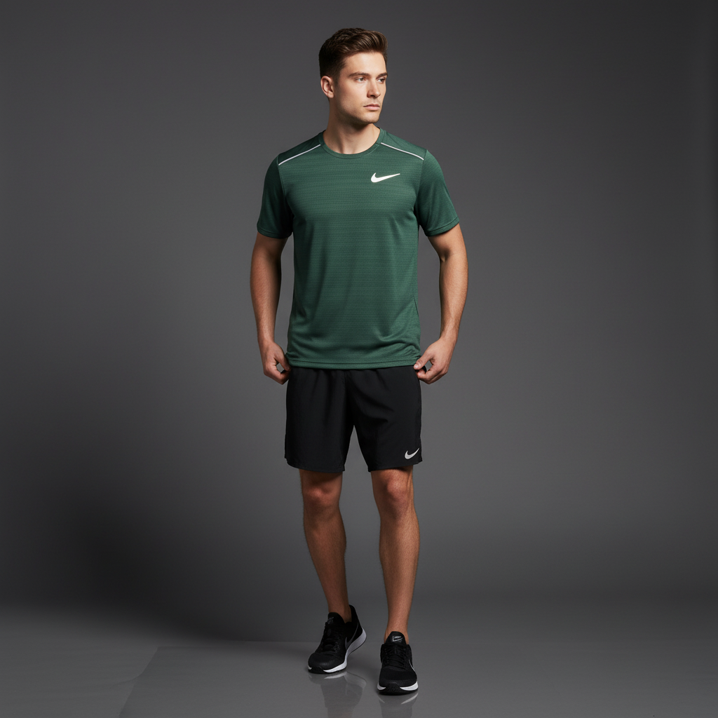 Nike Miler 1.0 Vintage Green w/ Black Flex Stride Shorts Set