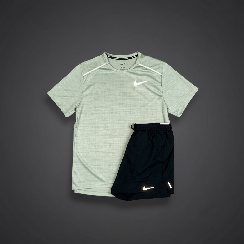 Nike Miler 1.0 Jade Green w/ Black Flex Stride Shorts Set