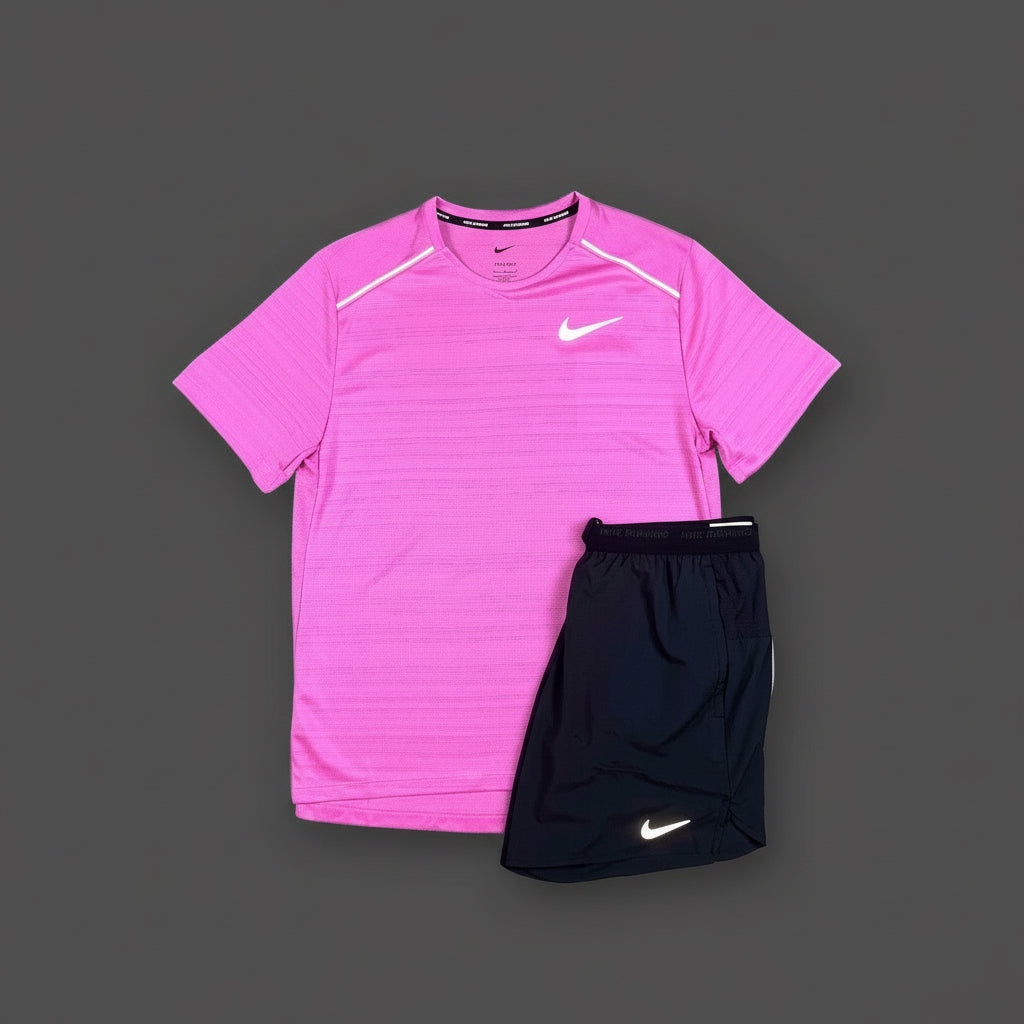Nike Miler 1.0 Playful Pink w/ Black Flex Stride Shorts Set