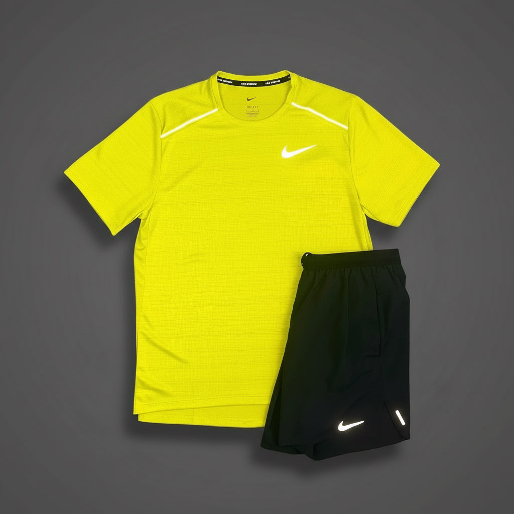 Nike Miler 1.0 Lime Green w/ Black Flex Stride Shorts Set
