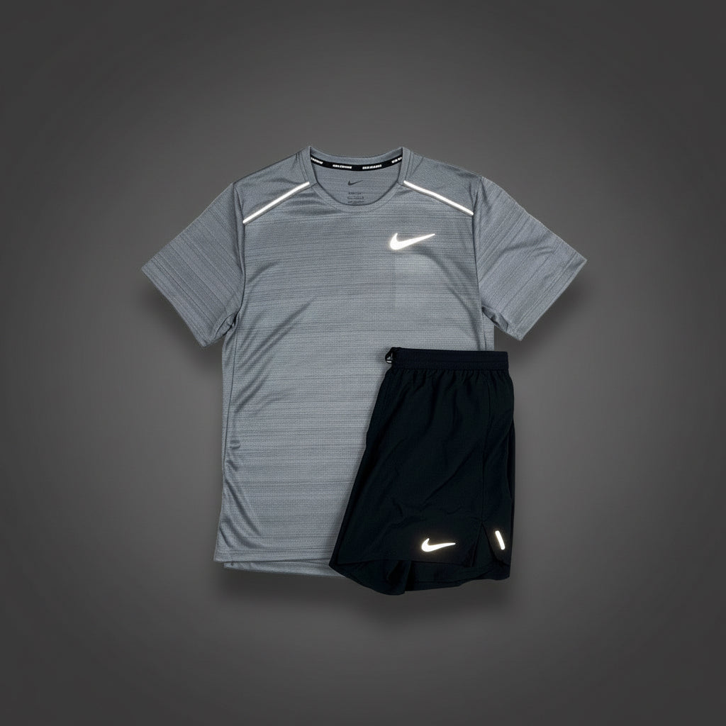 Nike Miler 1.0 Grey w/ Black Flex Stride Shorts Set