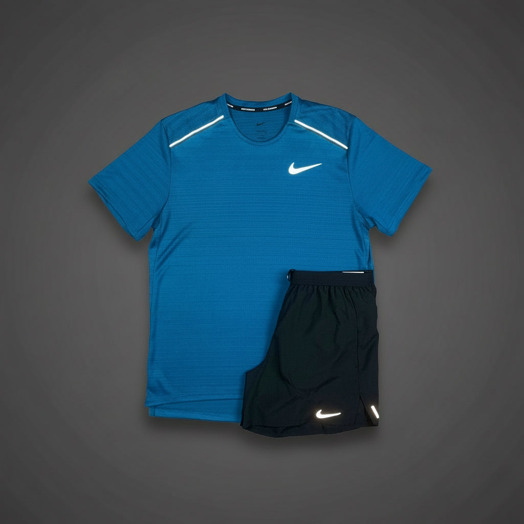 Nike Miler 1.0 Green Abyss w/ Black Flex Stride Shorts Set