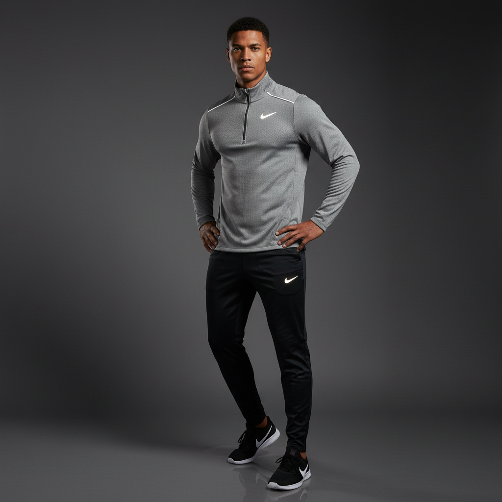 Nike Element Grey 1/4 Zip w/ Black Phenom Bottoms Set