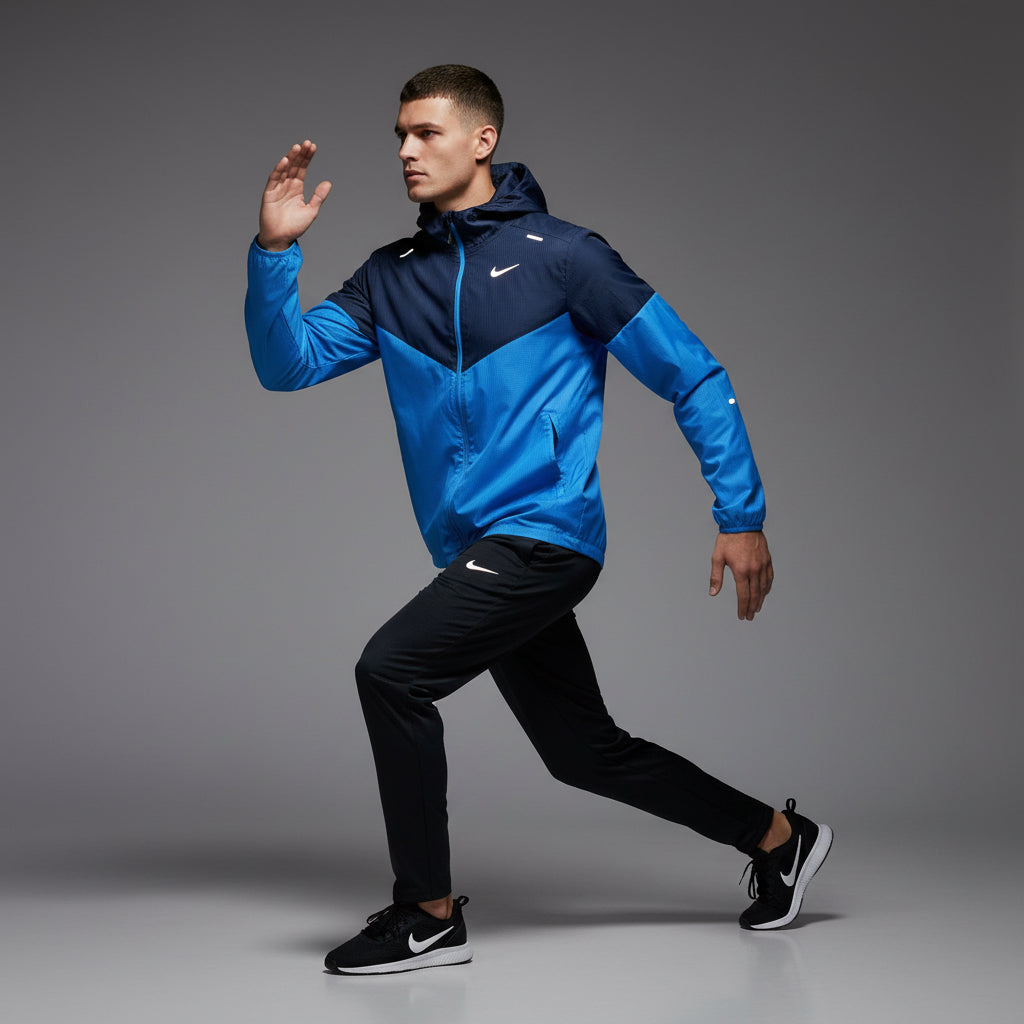 Nike Windrunner Royal Blue NK Jacket w/ Black Phenom Bottoms Set