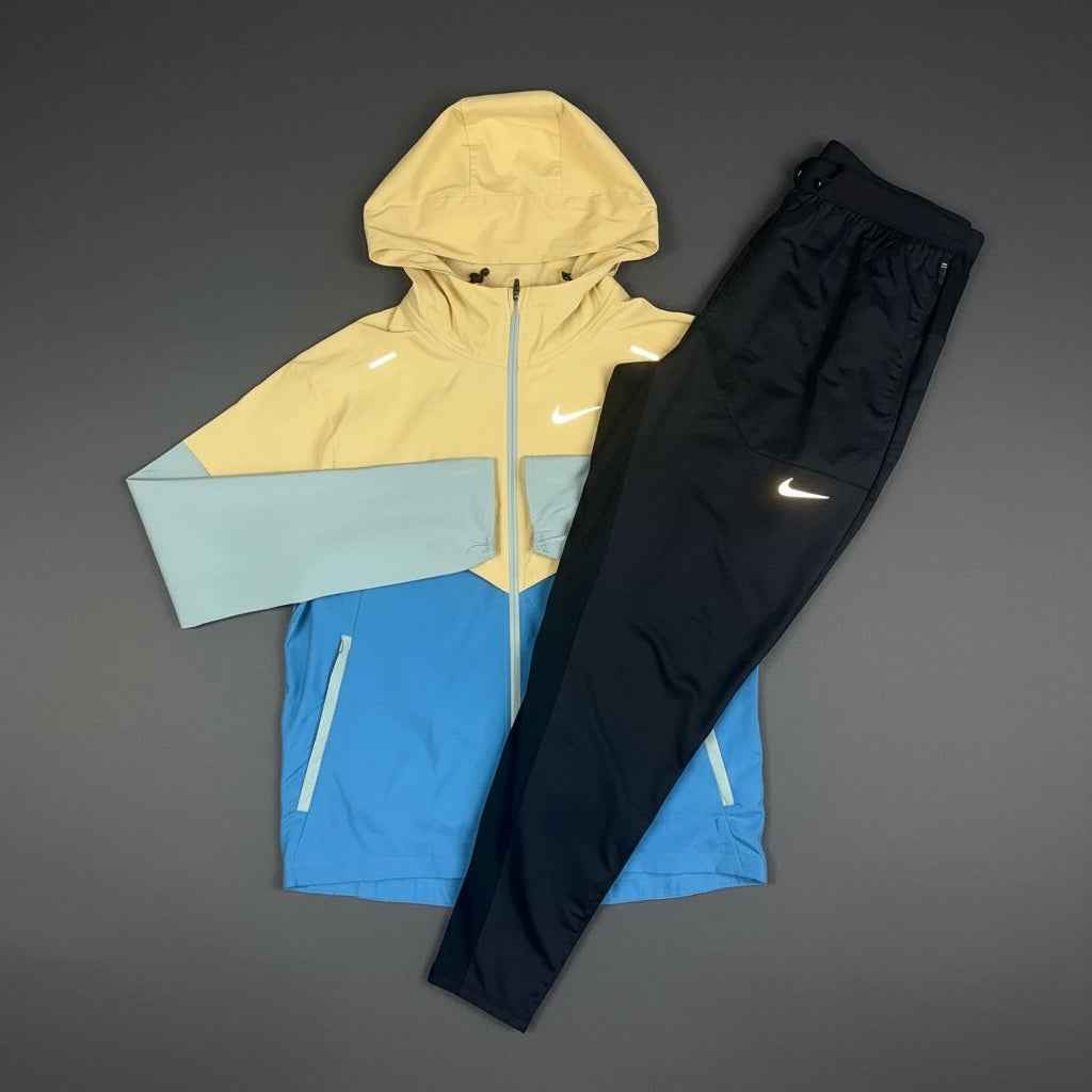 Nike Windrunner Yellow/Blue UV Jacket w/ Black Phenom Bottoms Set