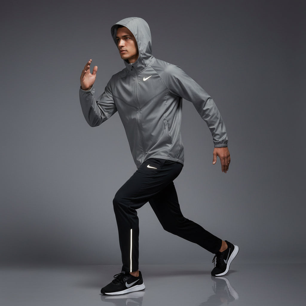 Nike Windrunner Grey Essentials Jacket Grey w/ Black Phenom Bottoms Set