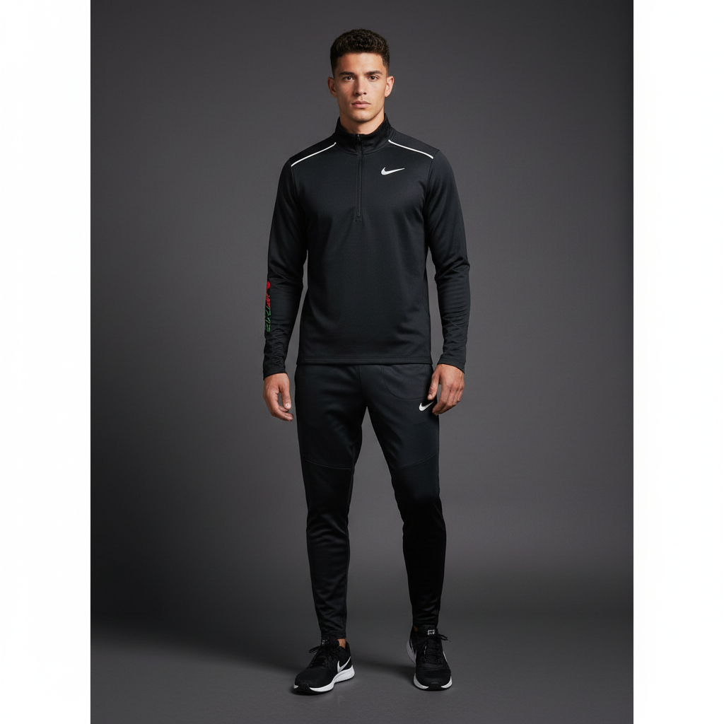 Nike NK Element Black 1/4 Zip w/ Black Phenom Bottoms Set