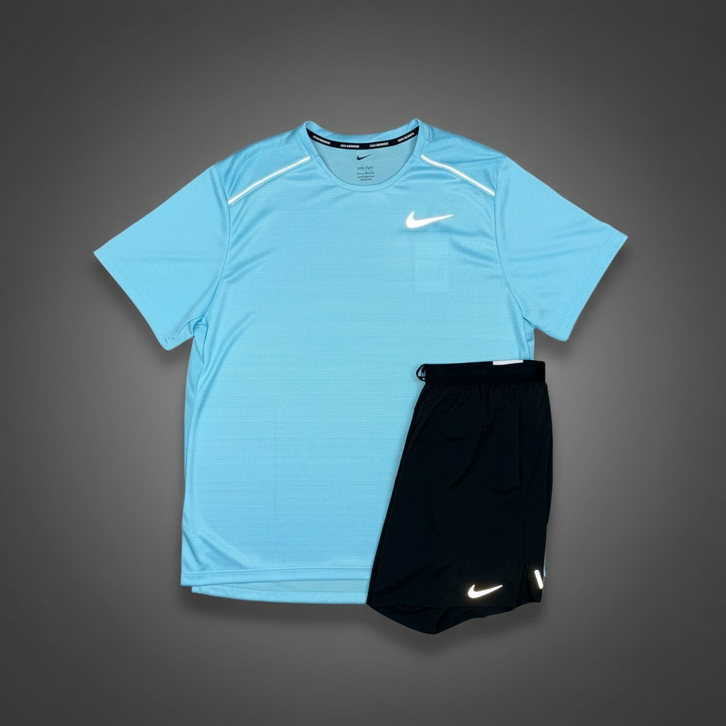 Nike Miler 1.0 Sky Blue w/ Black Flex Stride Shorts Set