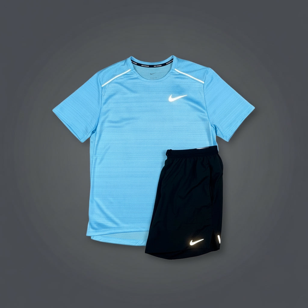 Nike Miler 1.0 Aquarius Blue w/ Black Flex Stride Shorts Set