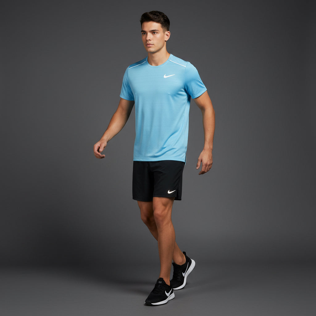 Nike Miler 1.0 Aquarius Blue w/ Black Flex Stride Shorts Set