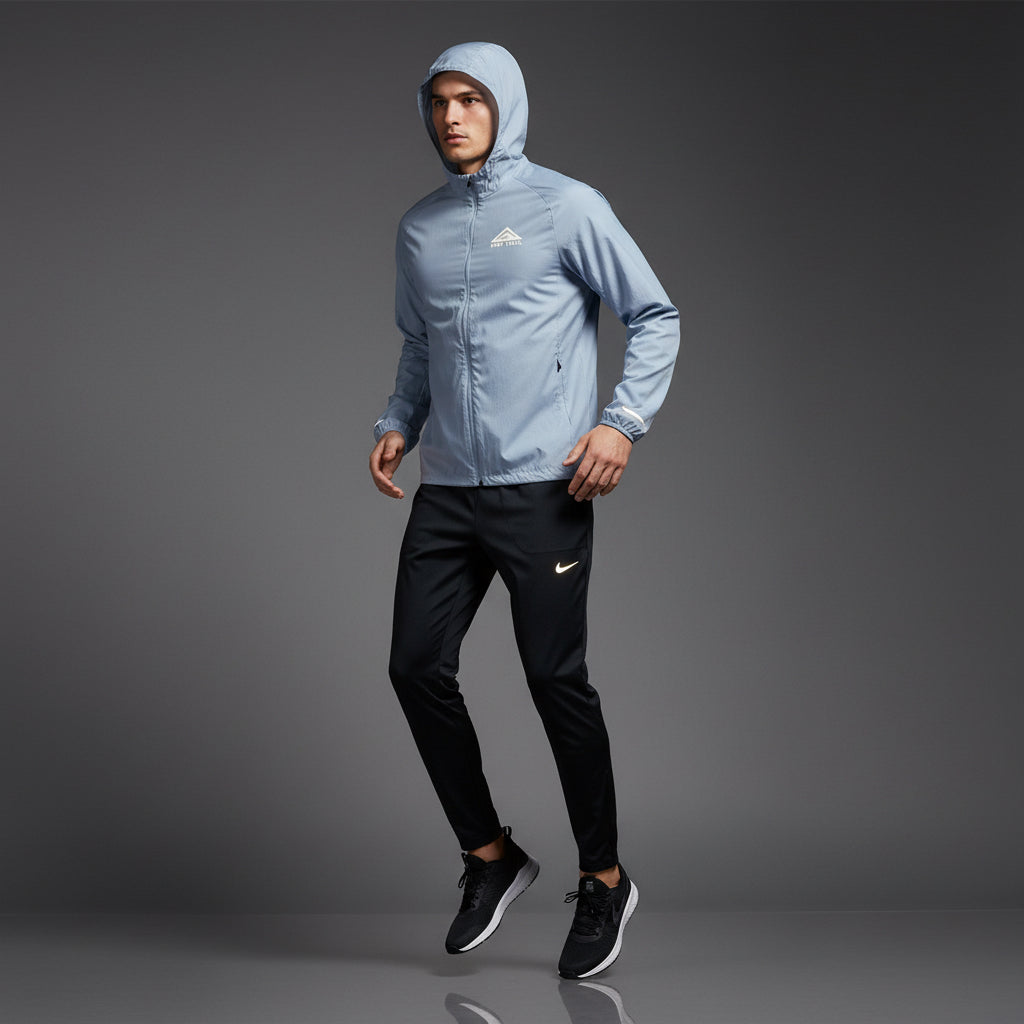 Nike Windrunner Blue Trail Jacket w/ Black Phenom Bottoms Set
