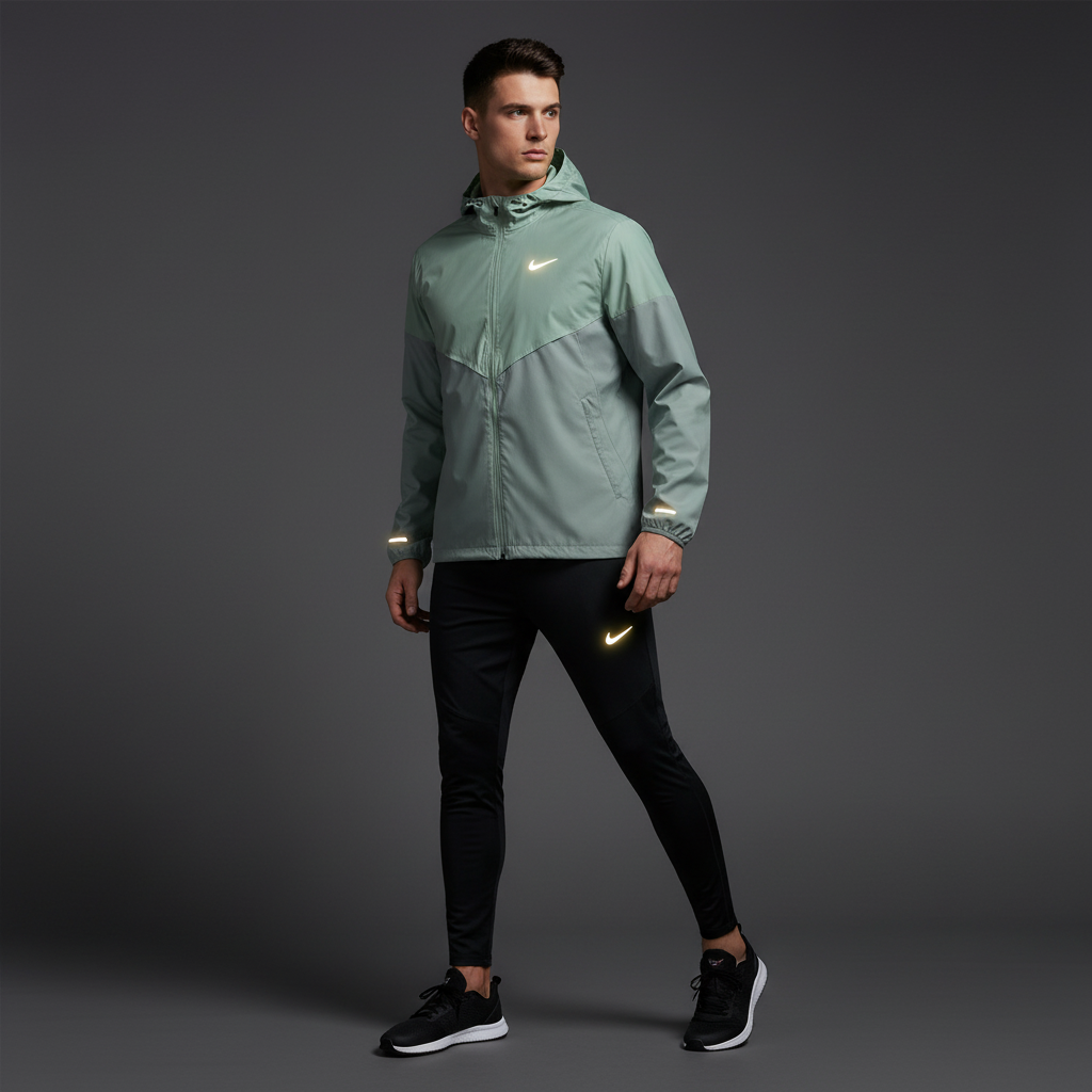 Nike Windrunner Clay Green UV Jacket w/ Black Phenom Bottoms Set