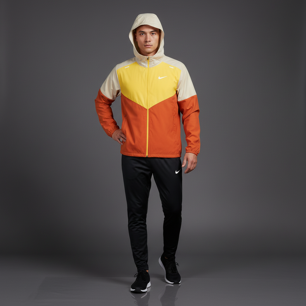 Nike Windrunner Sandstone UV Jacket w/ Black Phenom Bottoms Set