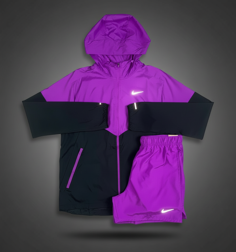 Nike Windrunner Purple UV Jacket w/ Purple Challenger Shorts Set