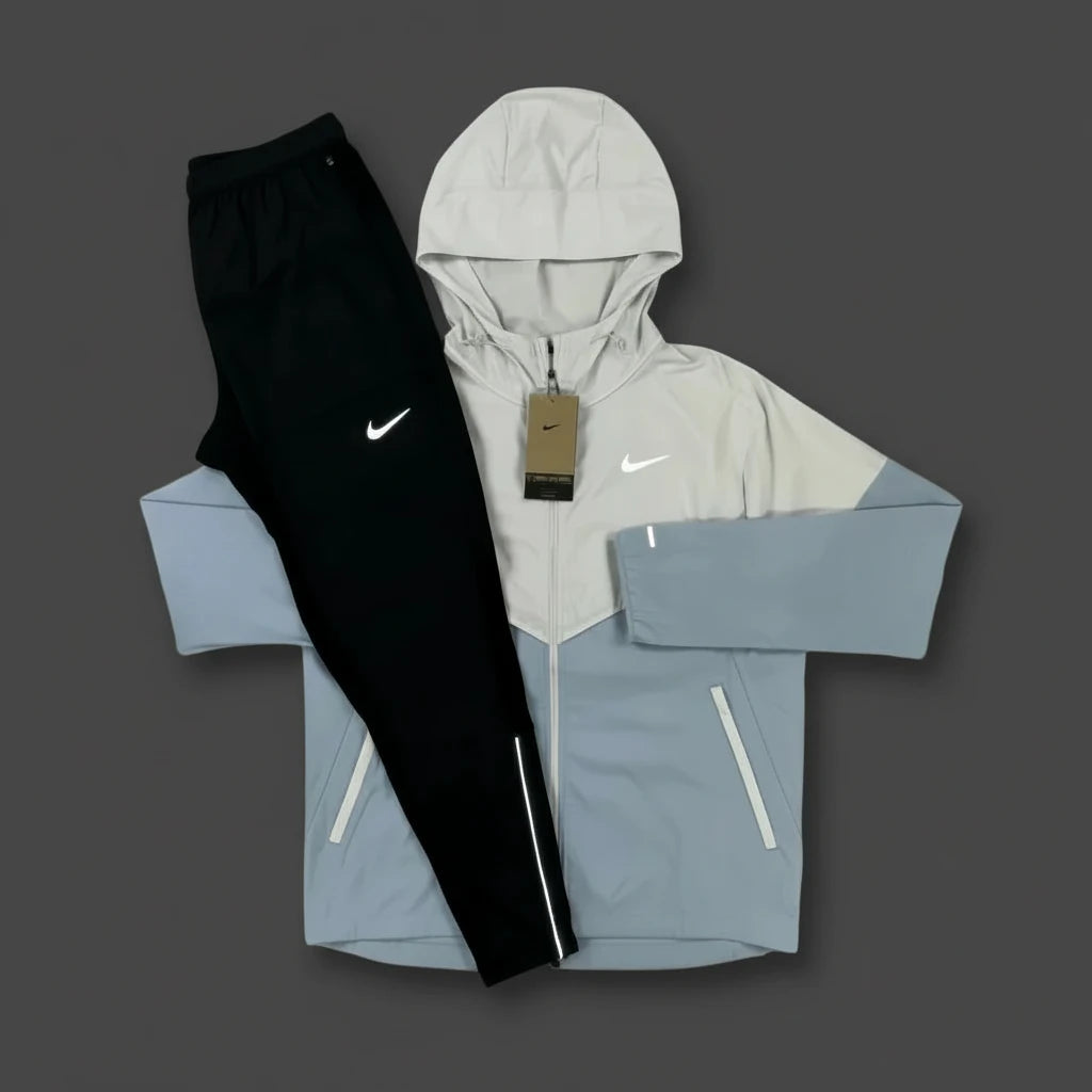 Nike Windrunner Armoury Blue Jacket w/ Black Phenom Bottoms Set