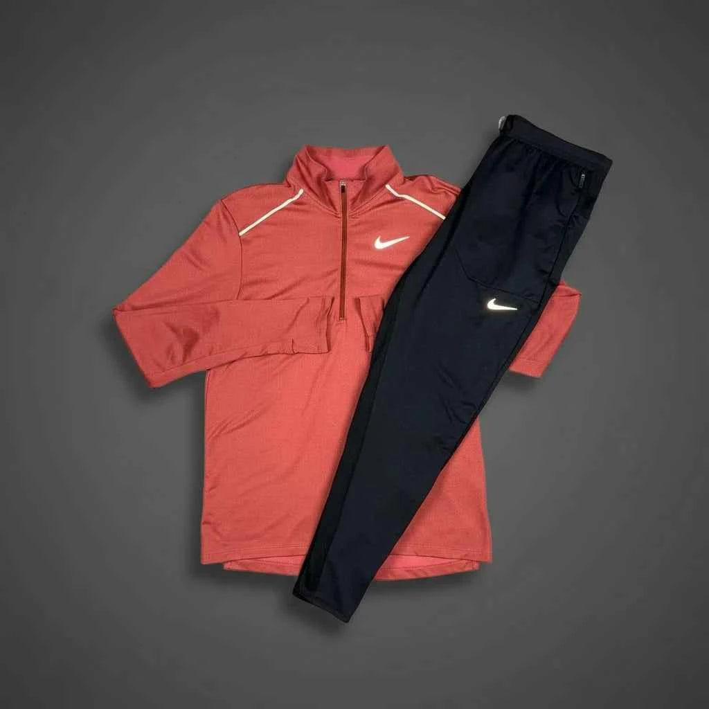 Nike Element Dark Red 1/4 Zip w/ Black Phenom Bottoms Set